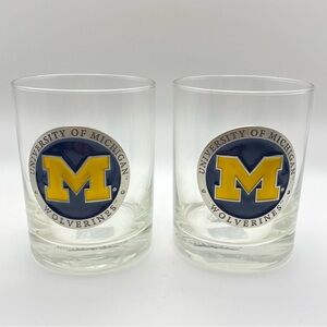Heritage Metalworks Univ of Michigan Wolverines Double Old Fashion Glasses Grad